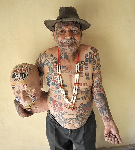 74 year sets Guinnes Record with 500 tattoos on body!