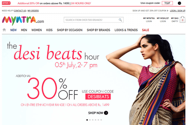 Myntra expects five –fold increase in sales during Big Billion Day
