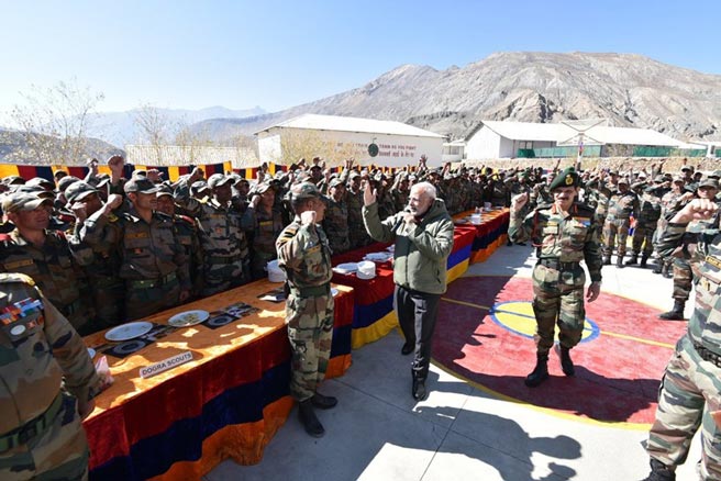 PM dedicates his Diwali to the Soldiers