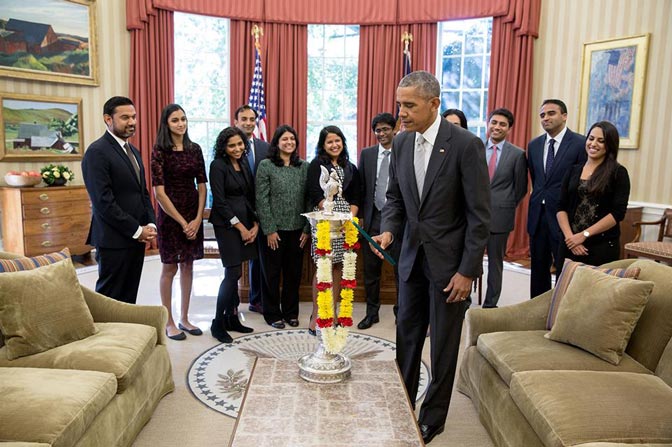 Barack Obama celebrates Diwali, lights up first-ever diya in Oval office