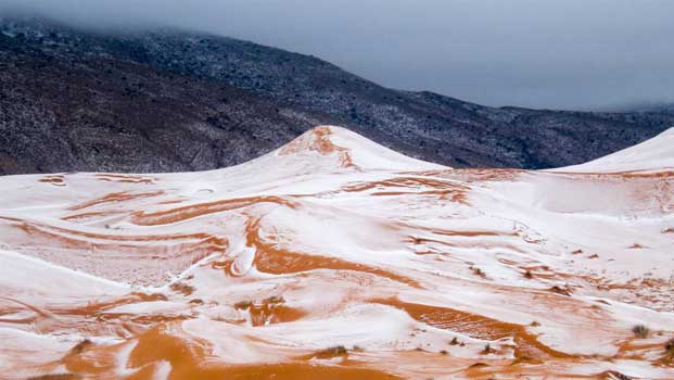 Sahara Desert finally witnessed in snow storm