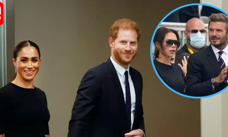 Prince Harry awkwardly speeds past David Beckham son Brooklyn amid feud