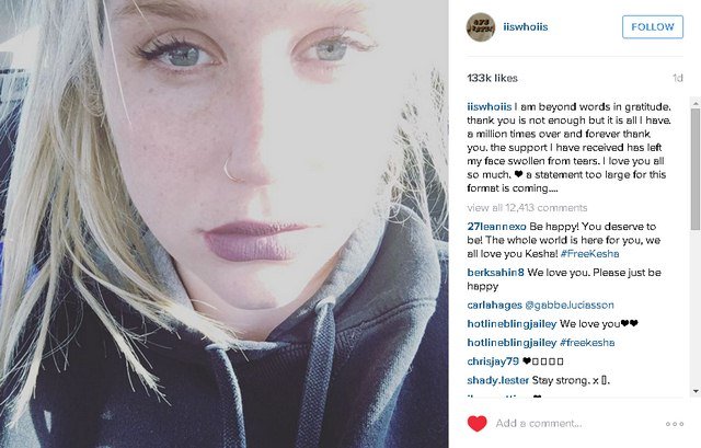 Kesha makes public statement