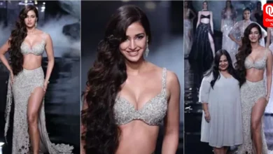 Disha Patani stuns as showstopper for Dolly J at ICW in a silver sequin outfit