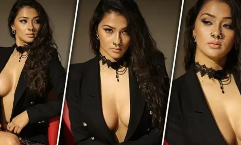 Namrata Malla HOT Photos Bhojpuri actress flaunts her cleavage in an open black blazer