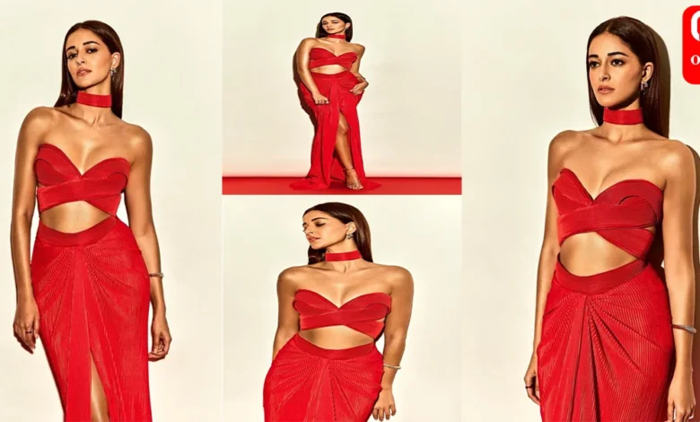 Ananya Panday is red hot in bralette and skirt set. Samantha reacts