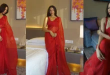 Sonam Bajwa's Red Organza Sari