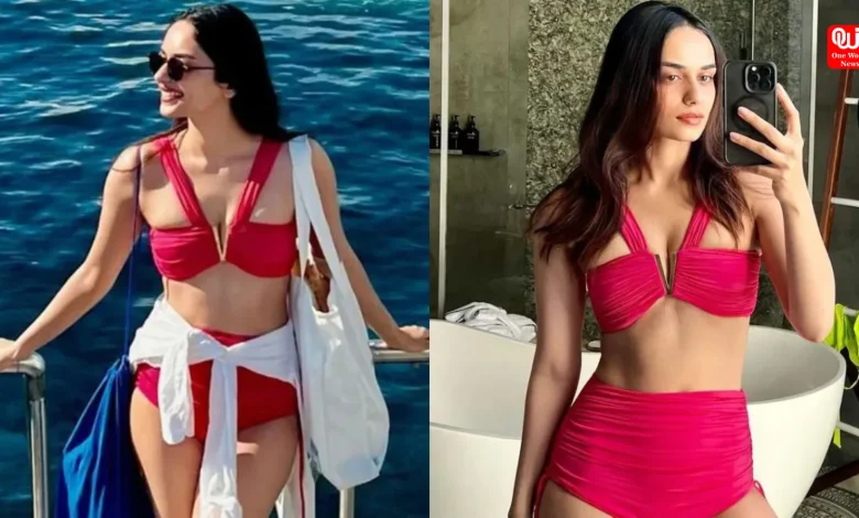 Manushi Chhillar Sizzles in Red Bikini Former Miss World's Beachside Escapade