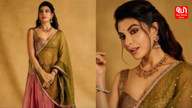 Jacqueline Fernandez, Olive And Rose Pink lehenga