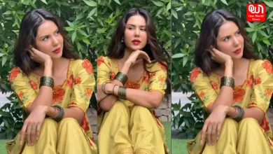 Sonam Bajwa, Olive Yellow Farshi Salwar Look