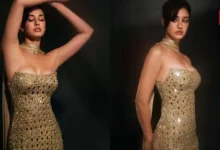 Disha Patani, Arpita Mehta, Gold Mirrorwork Gown
