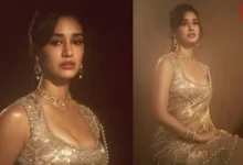 Disha Patani, Ethereal Luxury, Gold Manish Malhotra Saree