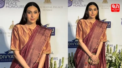 Karisma Kapoor, Rose-Gold Silk Saree, Global Peace Honours 2025