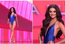 Miss India Manika Vishwakarma, Blue Monokini At Miss Universe 2025