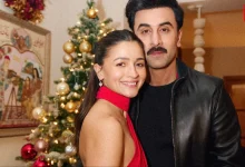 Alia Bhatt, Christmas Celebrations, Pre-Stitched Red Sari
