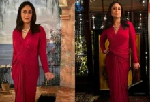 Kareena Kapoor, Red Malini Ramani Gown, Christmas Spirit