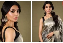 Samantha Ruth Prabhu, Houndstooth-Print Silk Saree