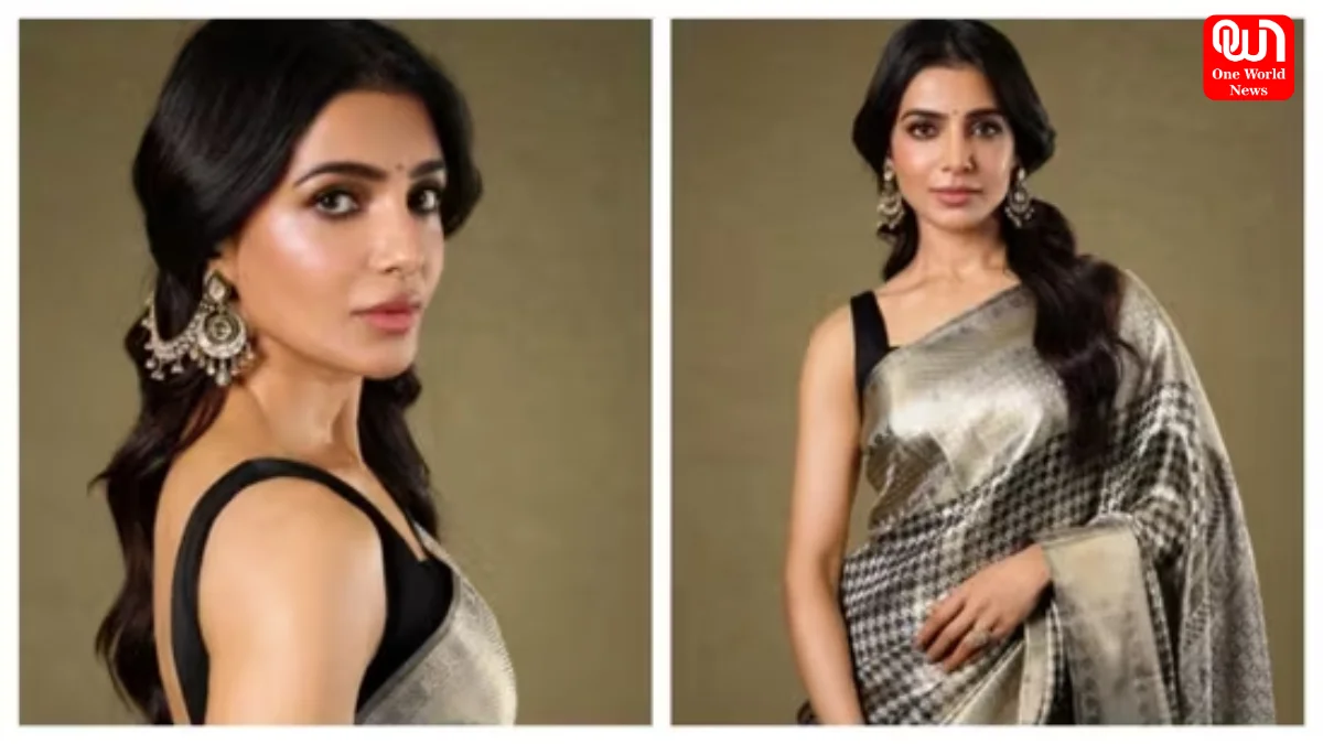 Samantha Ruth Prabhu, Houndstooth-Print Silk Saree