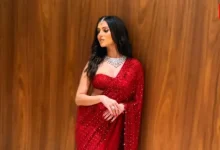 Tara Sutaria, Red Arpita Mehta Saree