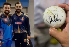 Virat Kohli Signs Ball For Gujarat Bowle