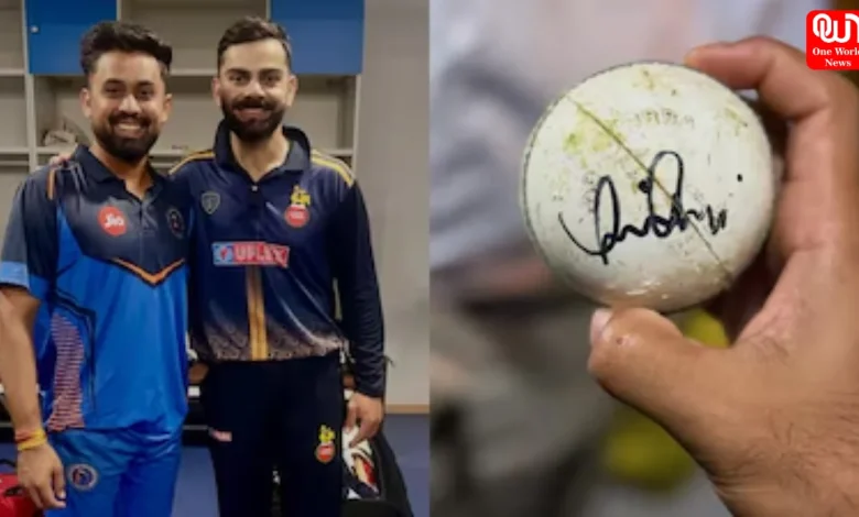 Virat Kohli Signs Ball For Gujarat Bowle
