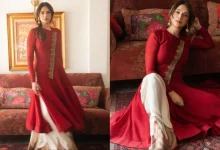 Aditi Rao Hydari, Anand Kabra, Red Kurta