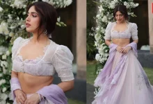 Bhumi Pednekar, Lavender Flowy Lehenga