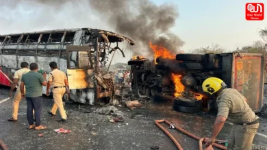 Andhra Pradesh bus accident today, bus fire accident India news, road accident Andhra Pradesh update, lorry collision bus fire case, India tragic accident news