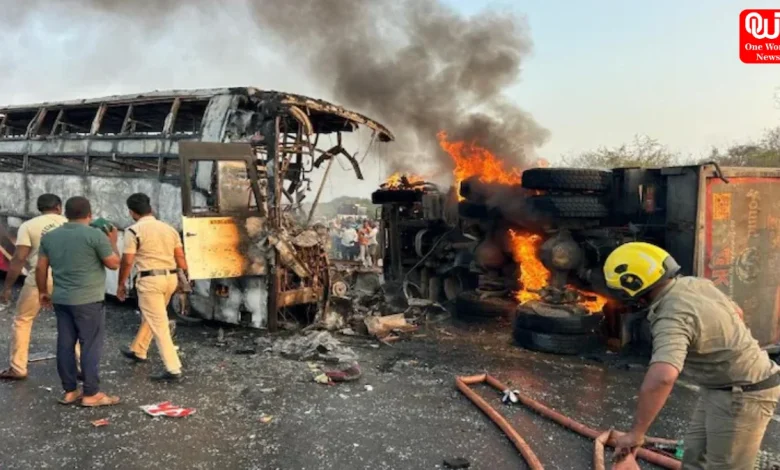 Andhra Pradesh bus accident today, bus fire accident India news, road accident Andhra Pradesh update, lorry collision bus fire case, India tragic accident news