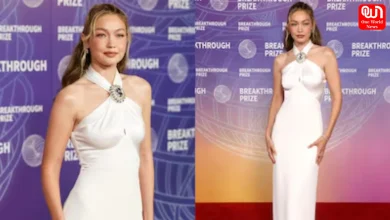 Gigi Hadid, White Silk Gown, Rare Red Carpet