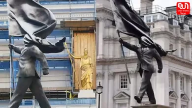 New Banksy Statue, Central London, Blind Patriotism