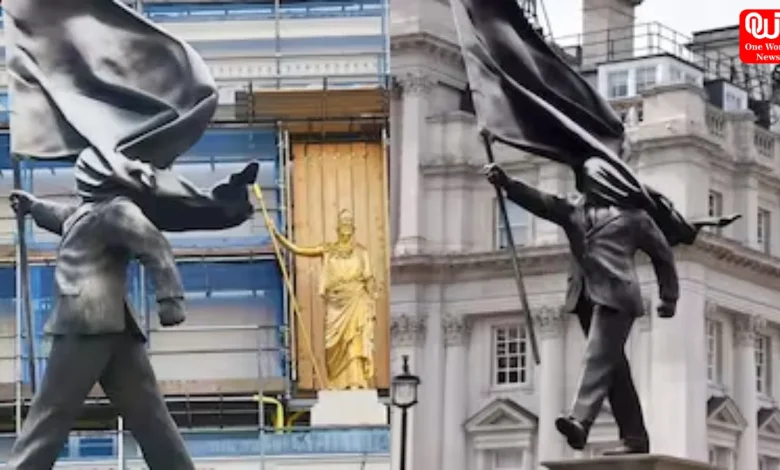 New Banksy Statue, Central London, Blind Patriotism