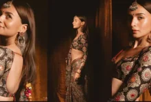 Alia Bhatt, Mirrorwork Ajrakh Saree, Akansha Ranjan Kapoor Wedding