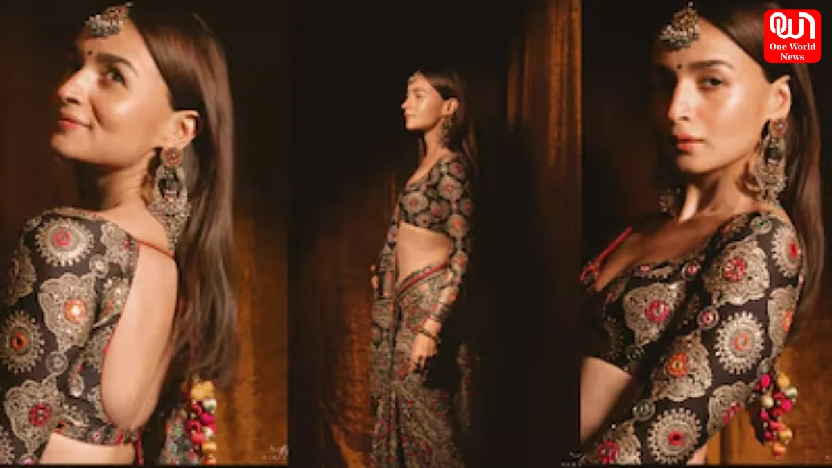 Alia Bhatt, Mirrorwork Ajrakh Saree, Akansha Ranjan Kapoor Wedding